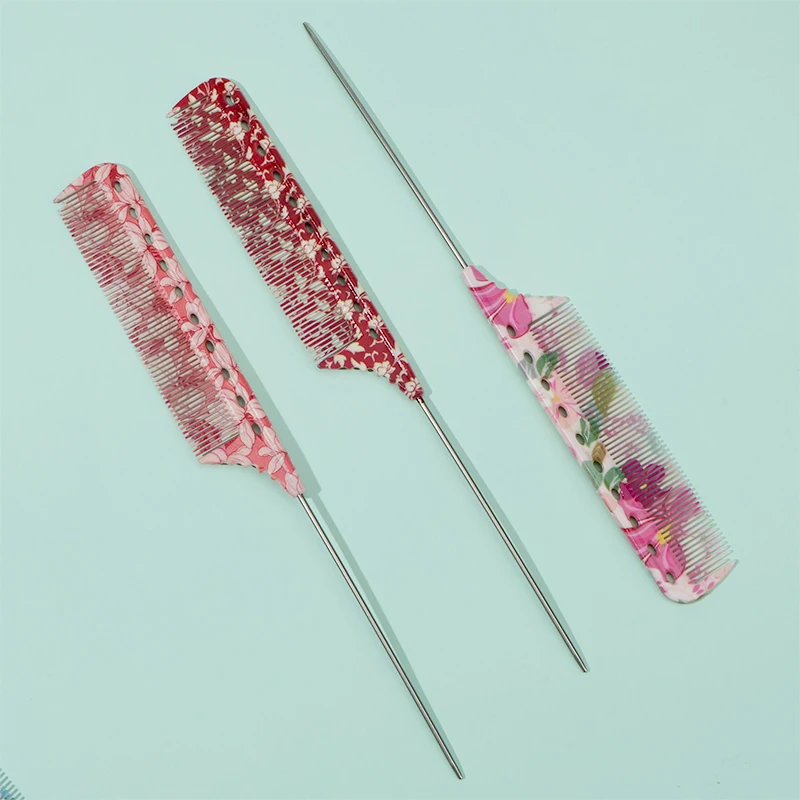 1 Stück/3 Stück/8 Stück 8 einzigartige bunte antistatische Rattenschwanzkämme – langlebig und stilvoll, Leoparden-/Neon-/Blumenmuster und mehr verfügbar – Detail 9