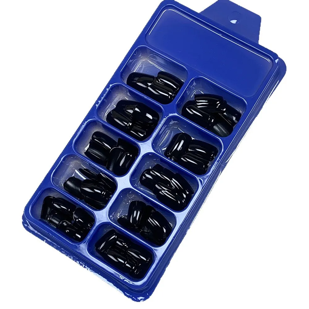 120 Stücke Klassische Glänzend Schwarz Künstliche Nägel Volle Abdeckung Drücken Sie Auf Nägel Kurze Runde Wiederverwendbare Falsche Fingerspitzen DIY Frauen Maniküre Werkzeuge