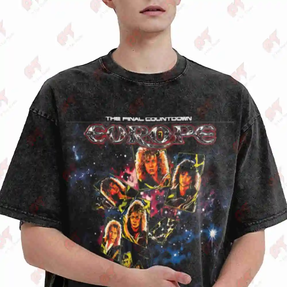 Europe The Final Countdown Vintage Washed Tee Pure Cotton T-Shirt