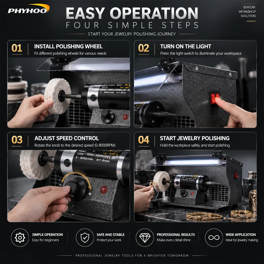 ماكينة تلميع المجوهرات PHYHOO - مراجعة Jewelry Polisher Buffer Machine وسعره