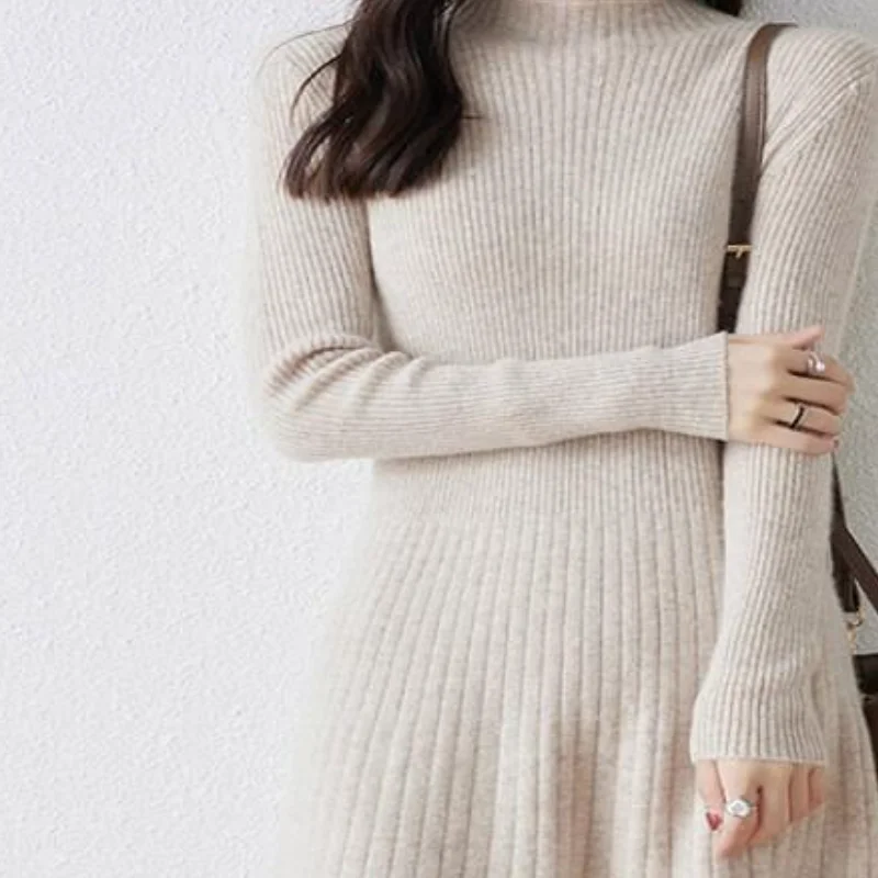 حار Kawaii فتاة الموضة مثير الخريف والشتاء فستان طويل محبوك فستان طالب الكرتون ملابس النساء عادية فستان بأكمام طويلة #3