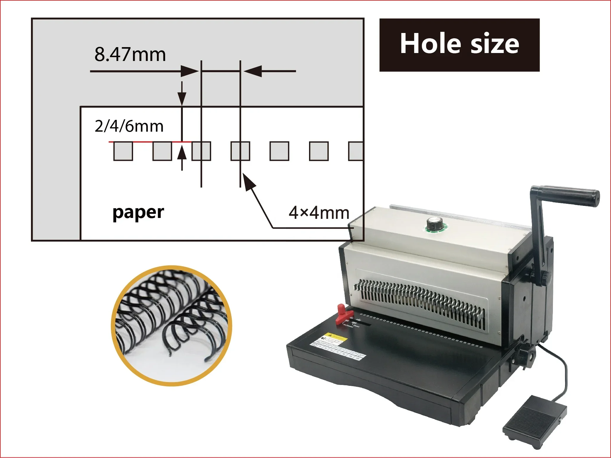 ET8707 A3 A4 14.3mm Wire 3:1 Electric Punching Binding Machine Hole Punch Machine Adjustable Puncher Paper Punch A5