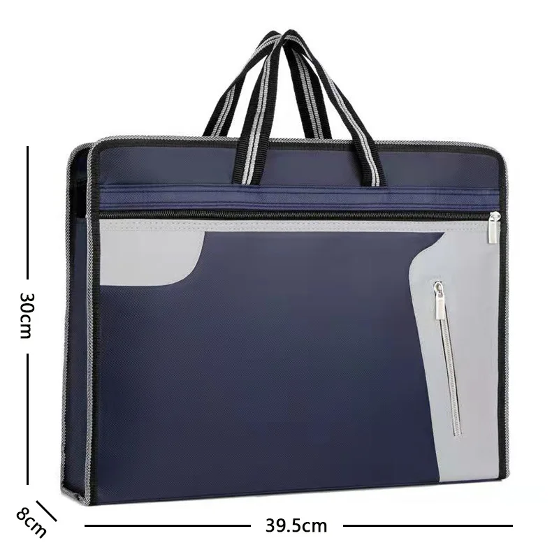 

High Quality Portable Document Bag Zipper File Handbag Business Briefcase Men's Data Waterproof Office Meeting Bag Pencil Case