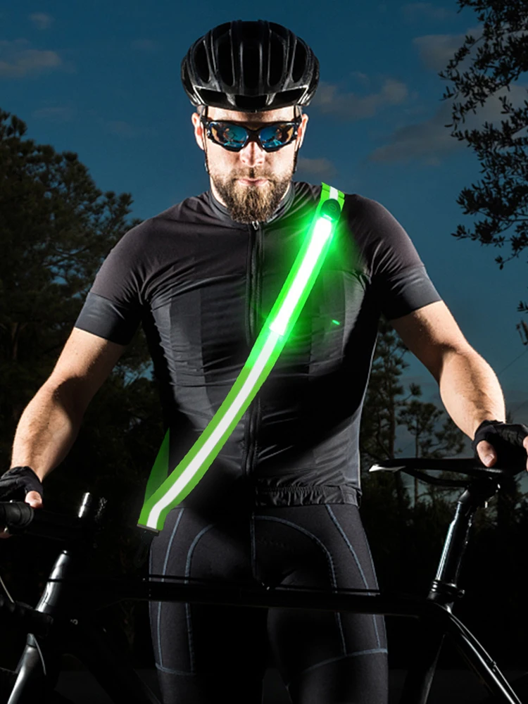 USB Rechargeable Safety Reflective Running Gear High Visibility LED Reflective Belt for Night Running Cycling Jogging Walking