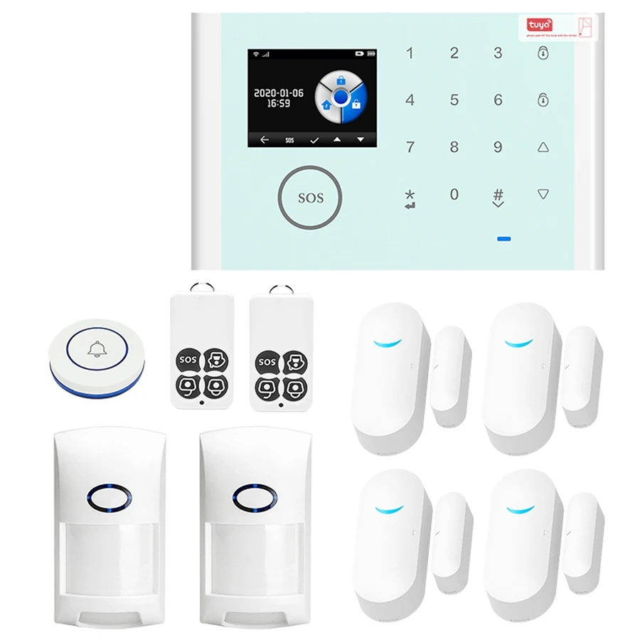 

Tuya APP Remote Control Smart Wifi GSM Alarm System 433MHz Wireless Home Security System Press Keyboard 9 Languages