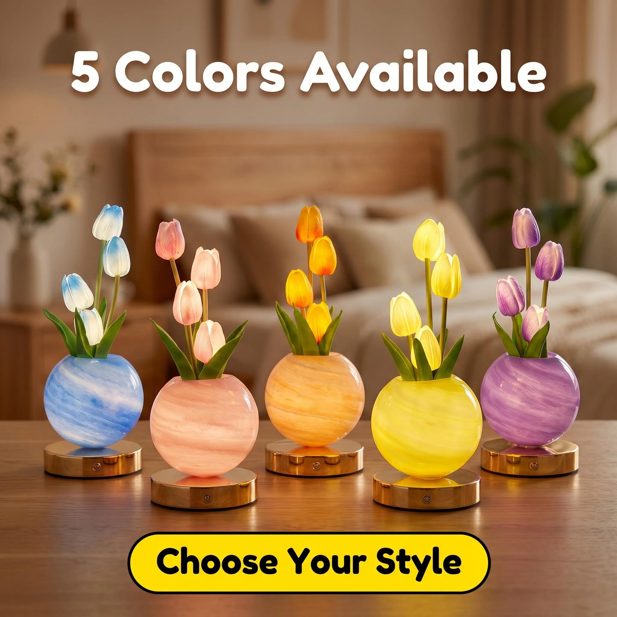 Tulipa led night light usb recarregável decoração de mesa lâmpada simulação buquê candeeiro mesa quarto cabeceira atmosfera luz ornamentos