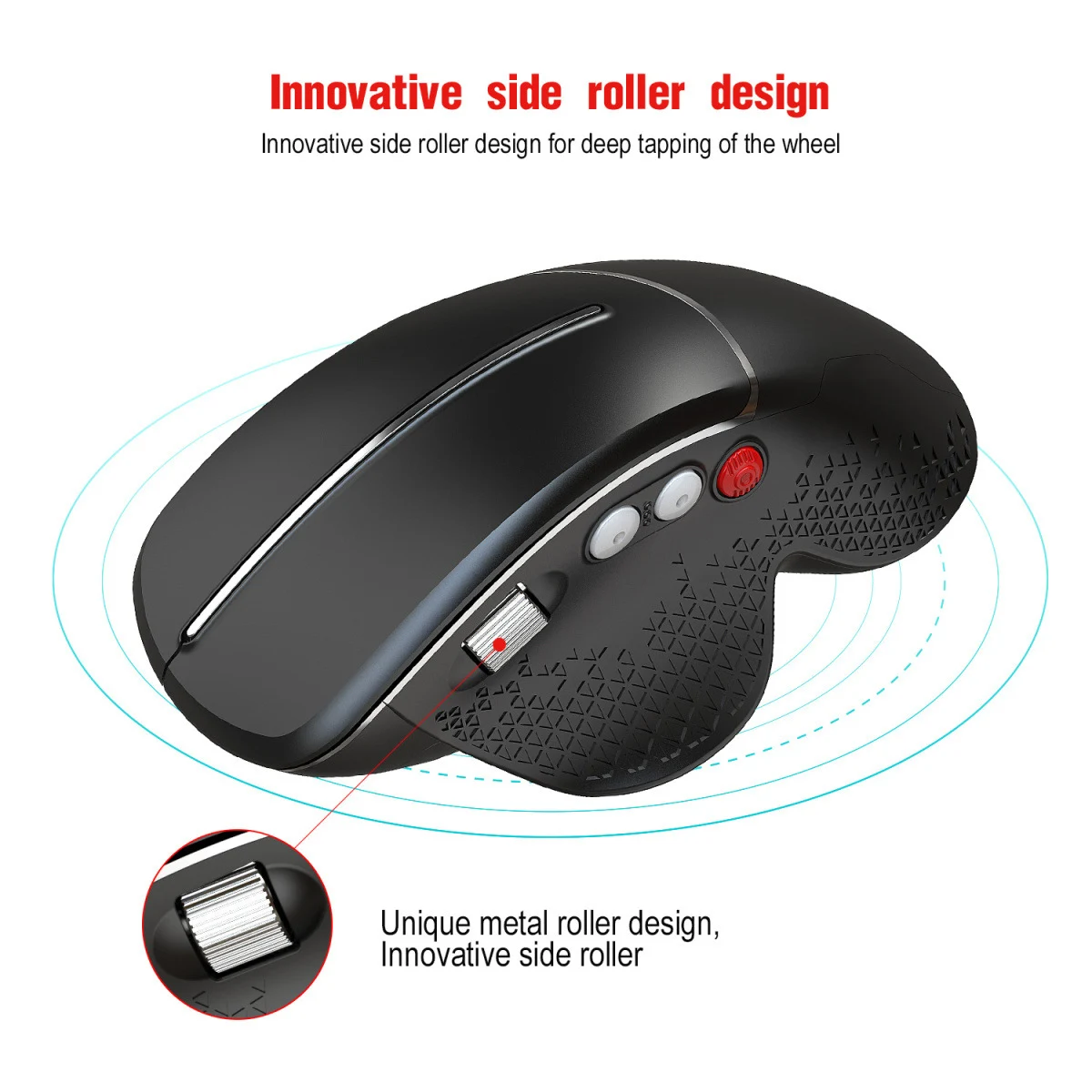 2.4G Wireless Vertical Mouse Side Metal Roller 6 Keys Optical 3600DPI Gaming Mause Ergonomic Computer USB Mice For Laptop PC