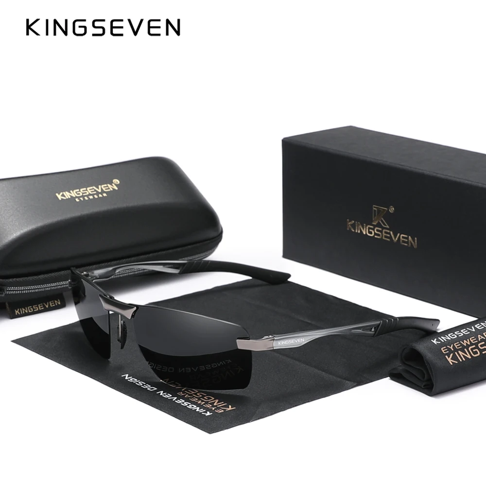 KINGSEVEN 2024 Fsahion Men's  Sunglasses Aluminum Frame Polarized UV400 Sun Glasses Male Eyewear Driving Glasses 7241