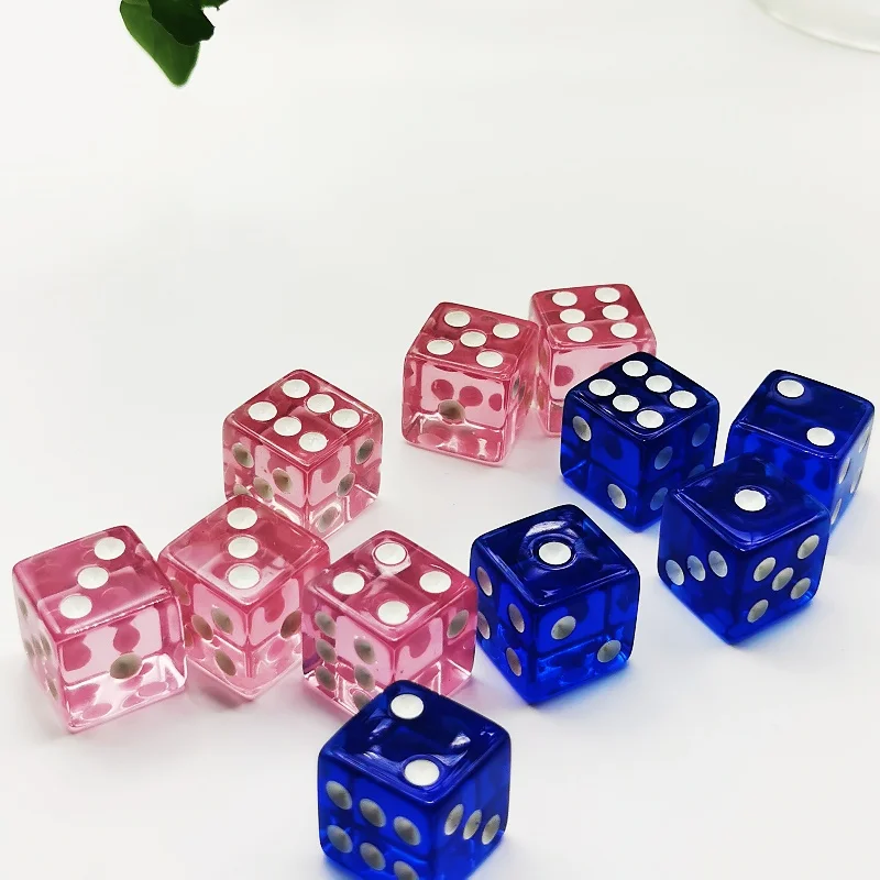 10Pcs Liquid Colored Square Dice 6 Sided D6 Dice Set 6 Faces 16mm Casino Game Dice With Sharp Edges Dice For Pub Board Game