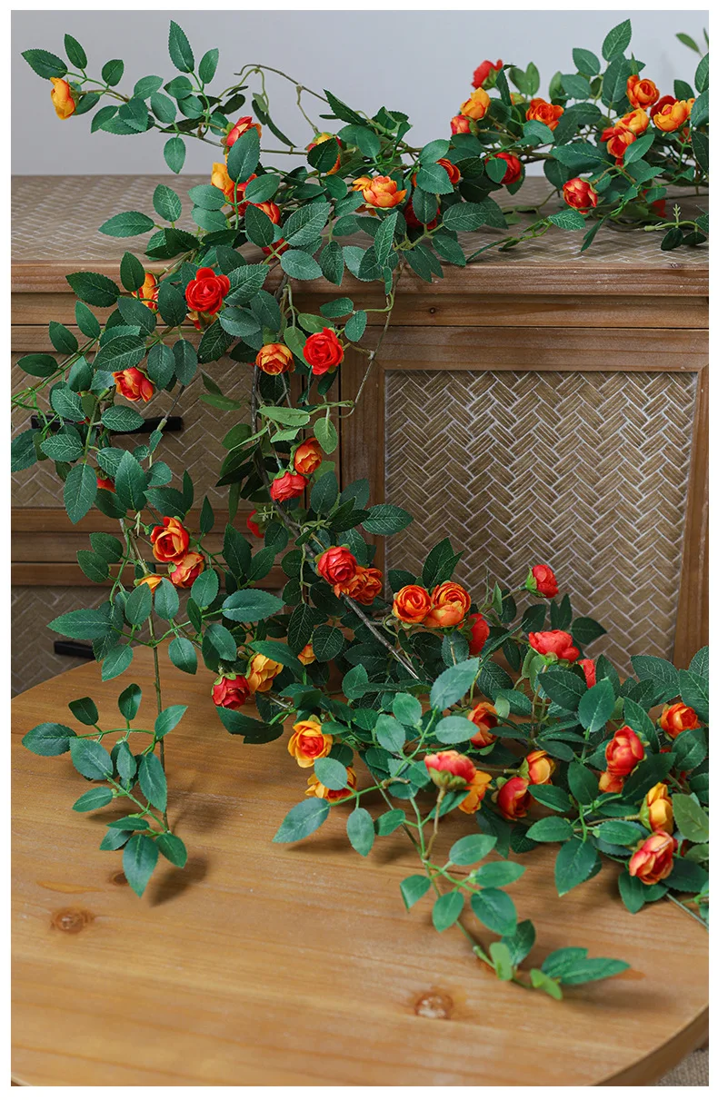 Künstliche Efeugirlande, Seidenrosen-Hängepflanzen, künstliche Blumen für Hochzeit, Zuhause, Garten, Wandbogen-Dekoration, künstliche Rosen – Detail 16
