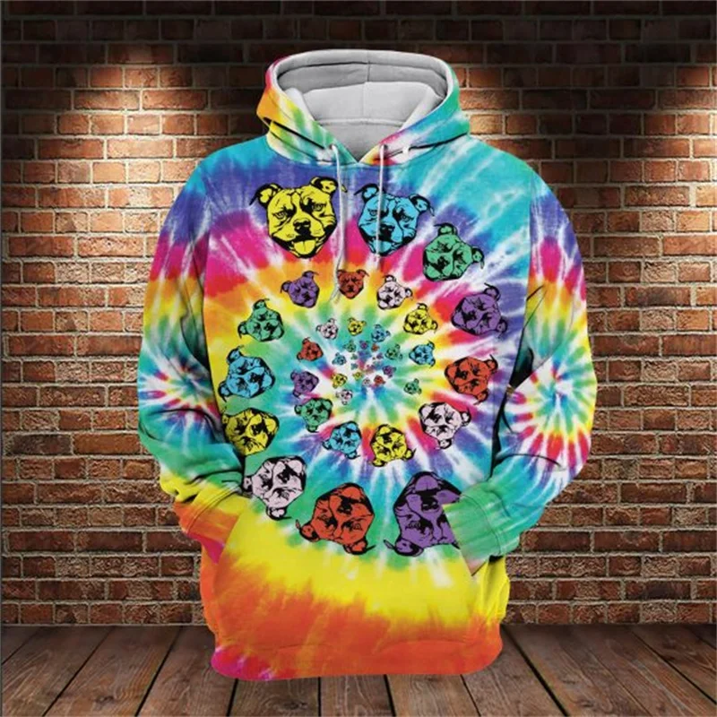 Pitbull Tie Dye Never Walk Alone 3D Printed Hoodie Women For Men Pullovers Street Tracksuit Love Dog Gift