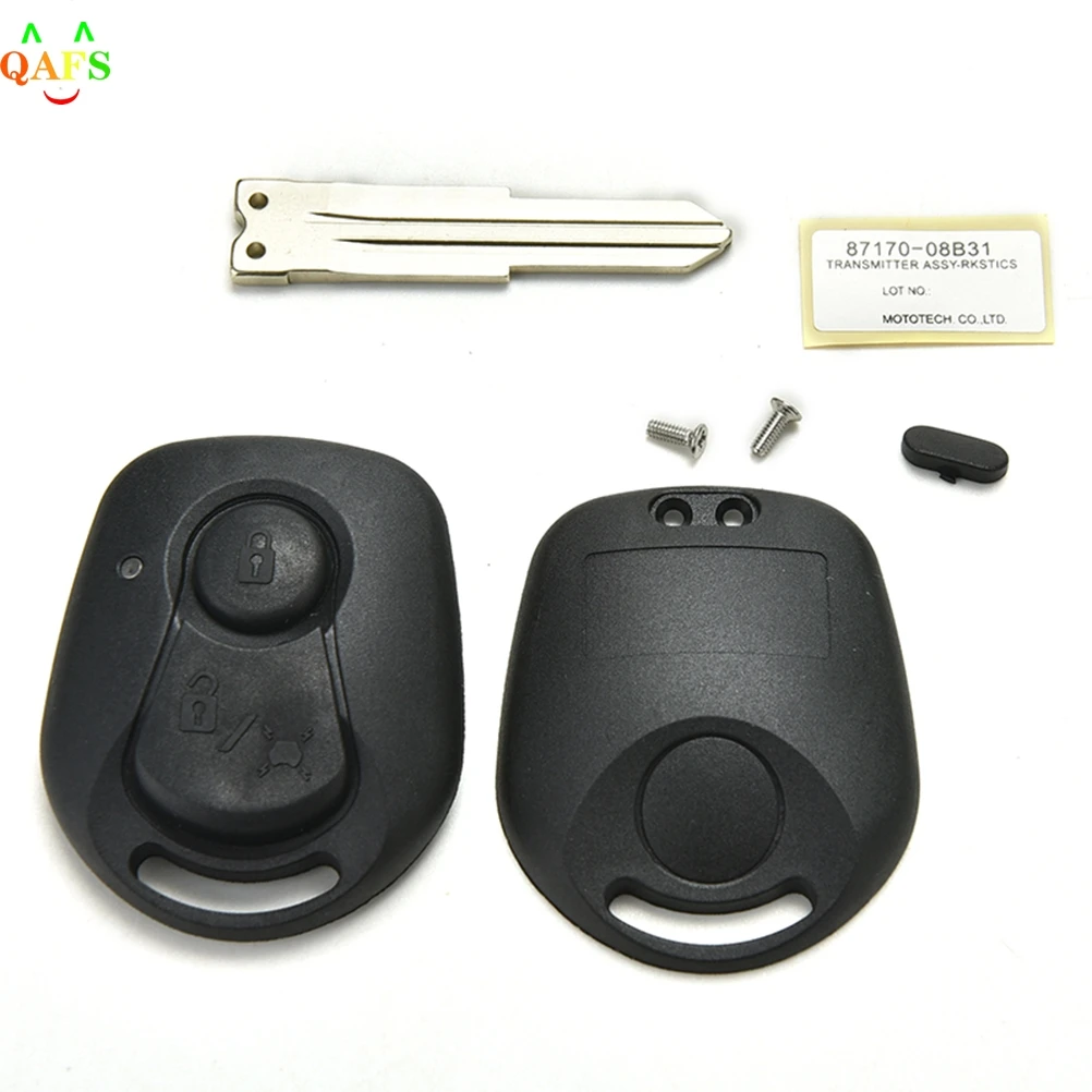 Remote Key Shell With Logo For Ssangyong Actyon Kyron Rexton Uncut Blade Key Fob Cover Case Replacement 2 Buttons