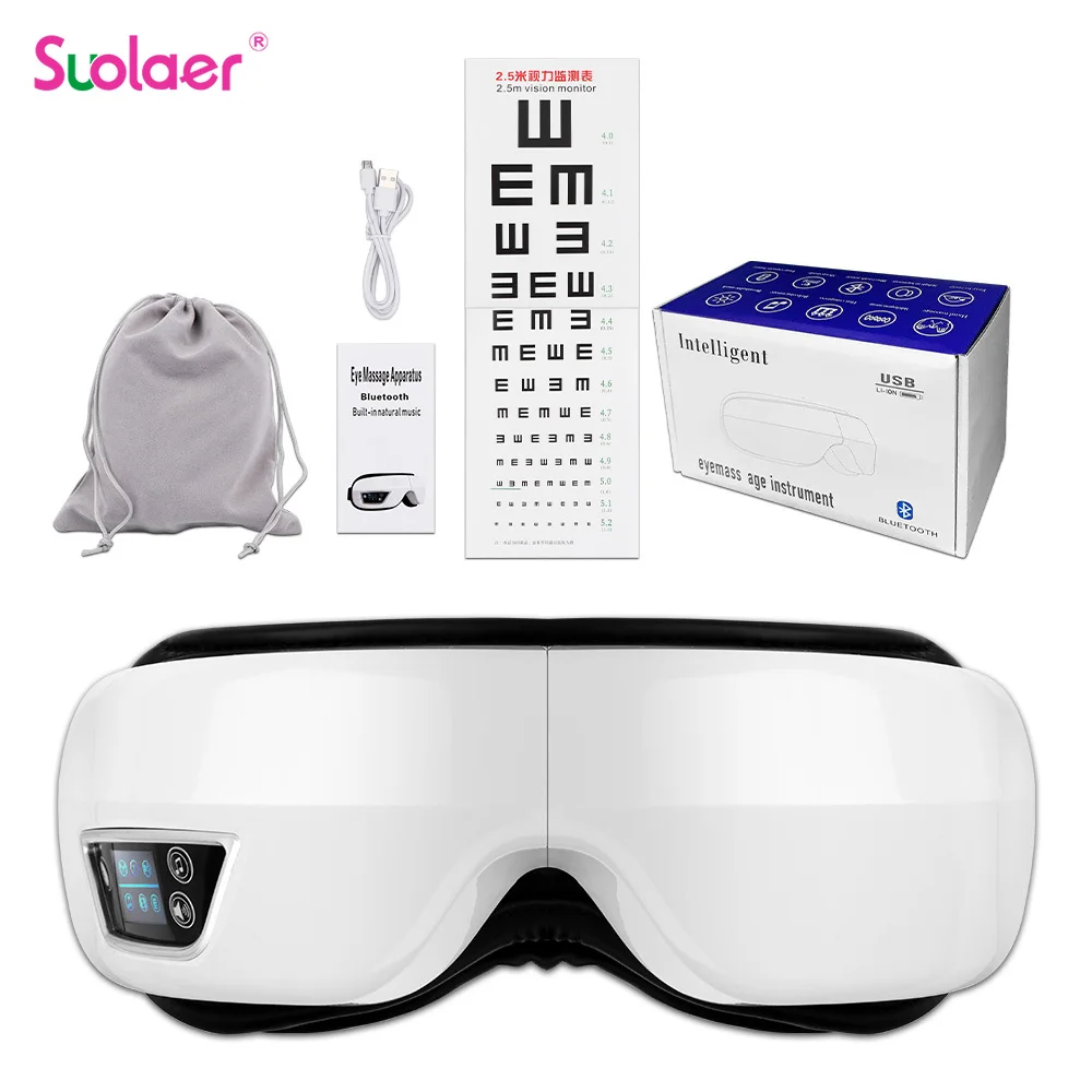 Eye Massager 6D Smart Airbag Vibration Bluetooth Eye Care Instrument Hot Compress Bluetooth Eye Massage Glasses Fatigue Pouch