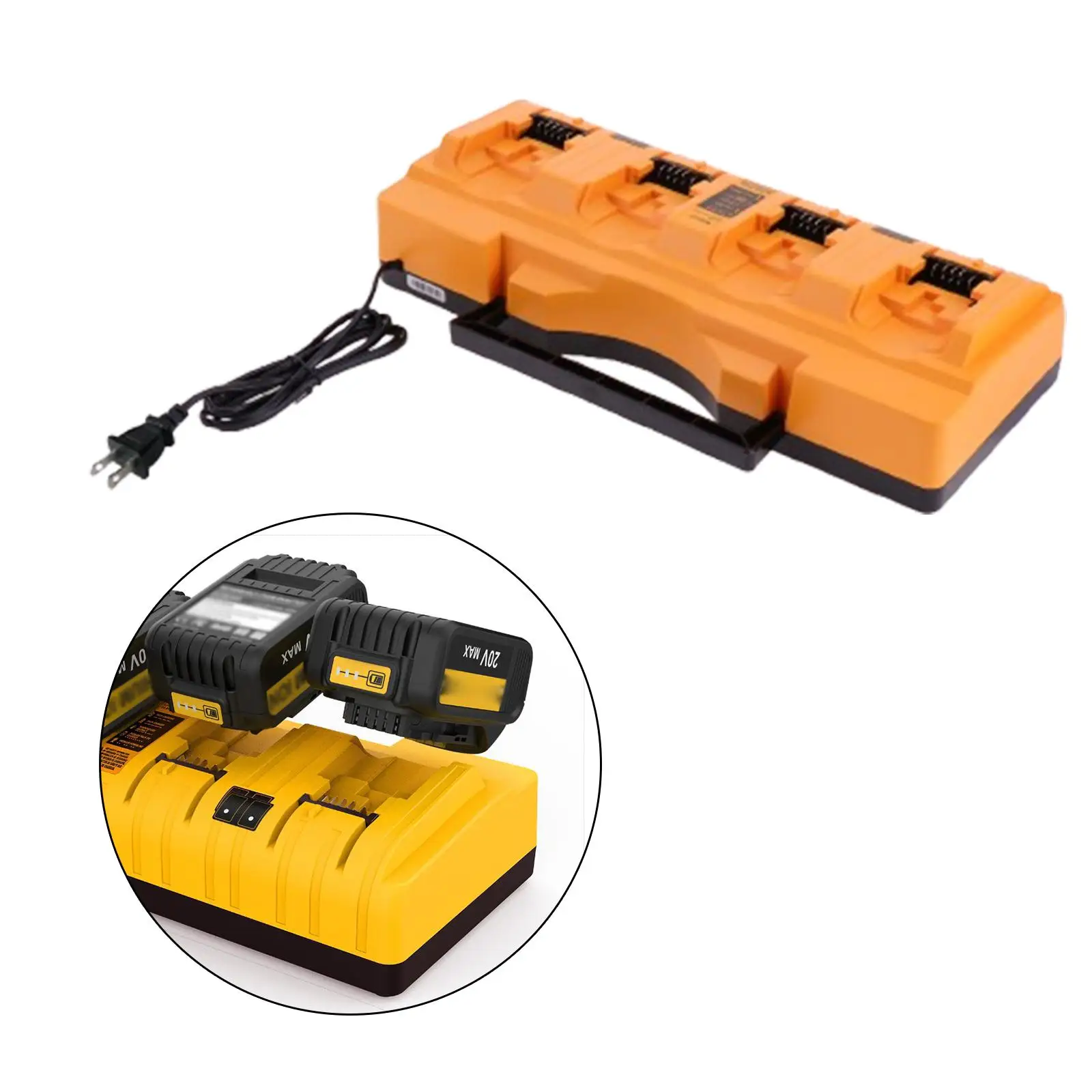 Battery Charger Station US 110V Plug Replacement for 12V/20V Battery Yellow