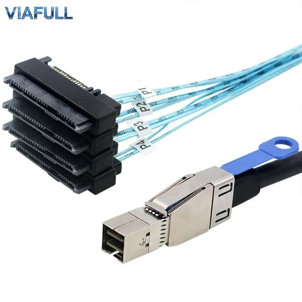 Mini SAS HD SFF-8644 to SFF-8482 29Pin Combo Cable – 12Gbps External SAS to SAS/SATA Adapter with Integrated Power, for RAID/HBA
