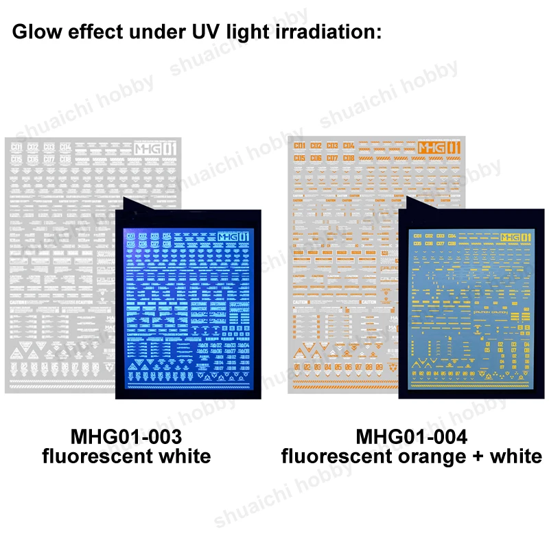 Autocollant d'eau de marque d'avertissement universelle, 1 pièce, pour modèle à l'échelle 1/100 1/144, décalcomanies de glissière d'eau, Version fluorescente, autocollant décoratif DIY