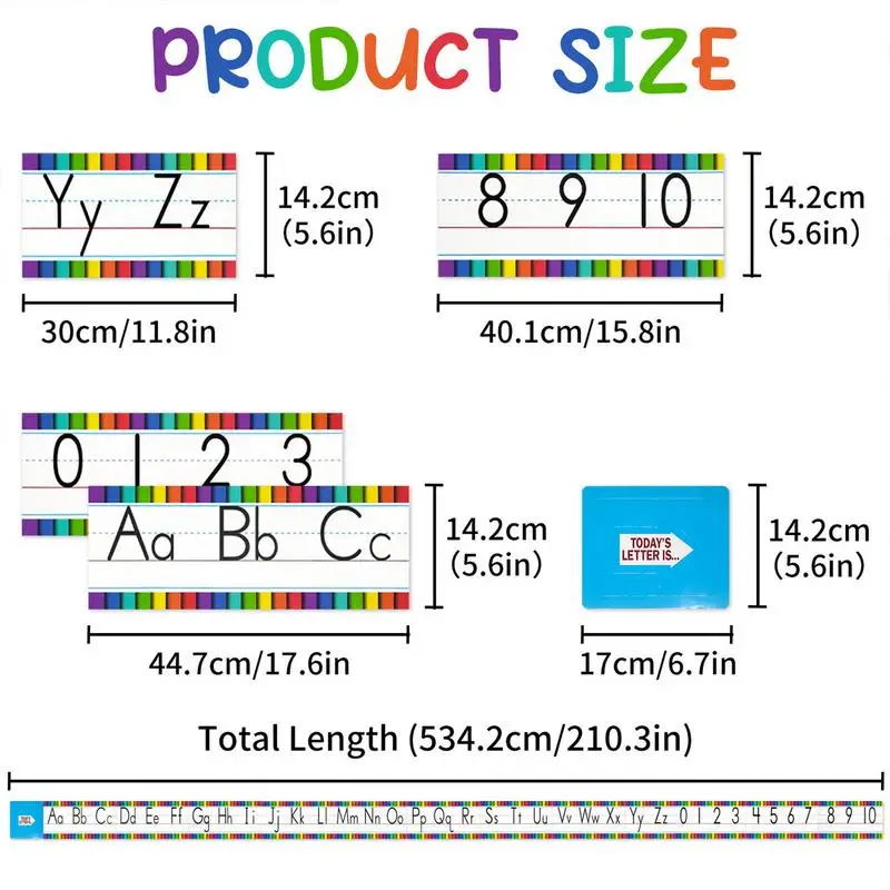 Alfabet untuk tampilan dinding kelas Set papan buletin Set angka poster alfabet grafik dinding alfabet interaktif warna-warni untuk buletin