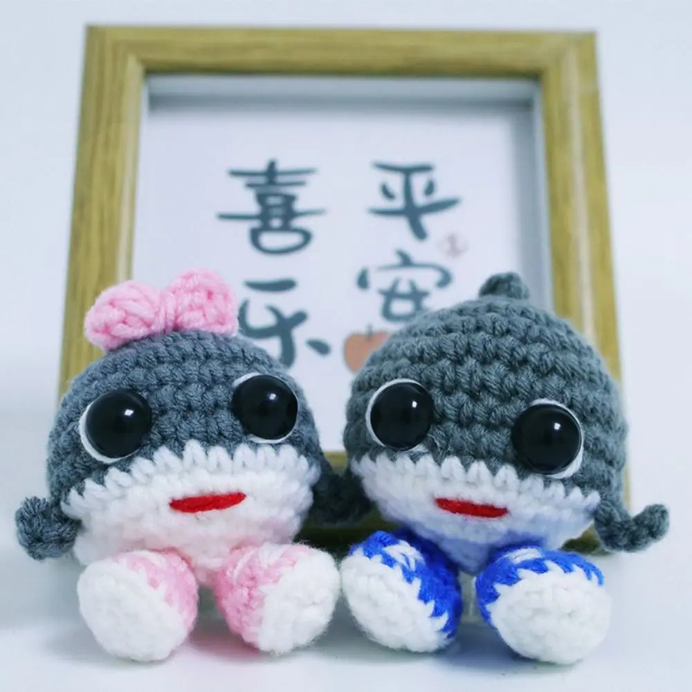 

Funny Design Crochet Shark Figure Positive Theme Desktop Size Tralala Figure Cute Style Articulated Joints Tralalero Figure