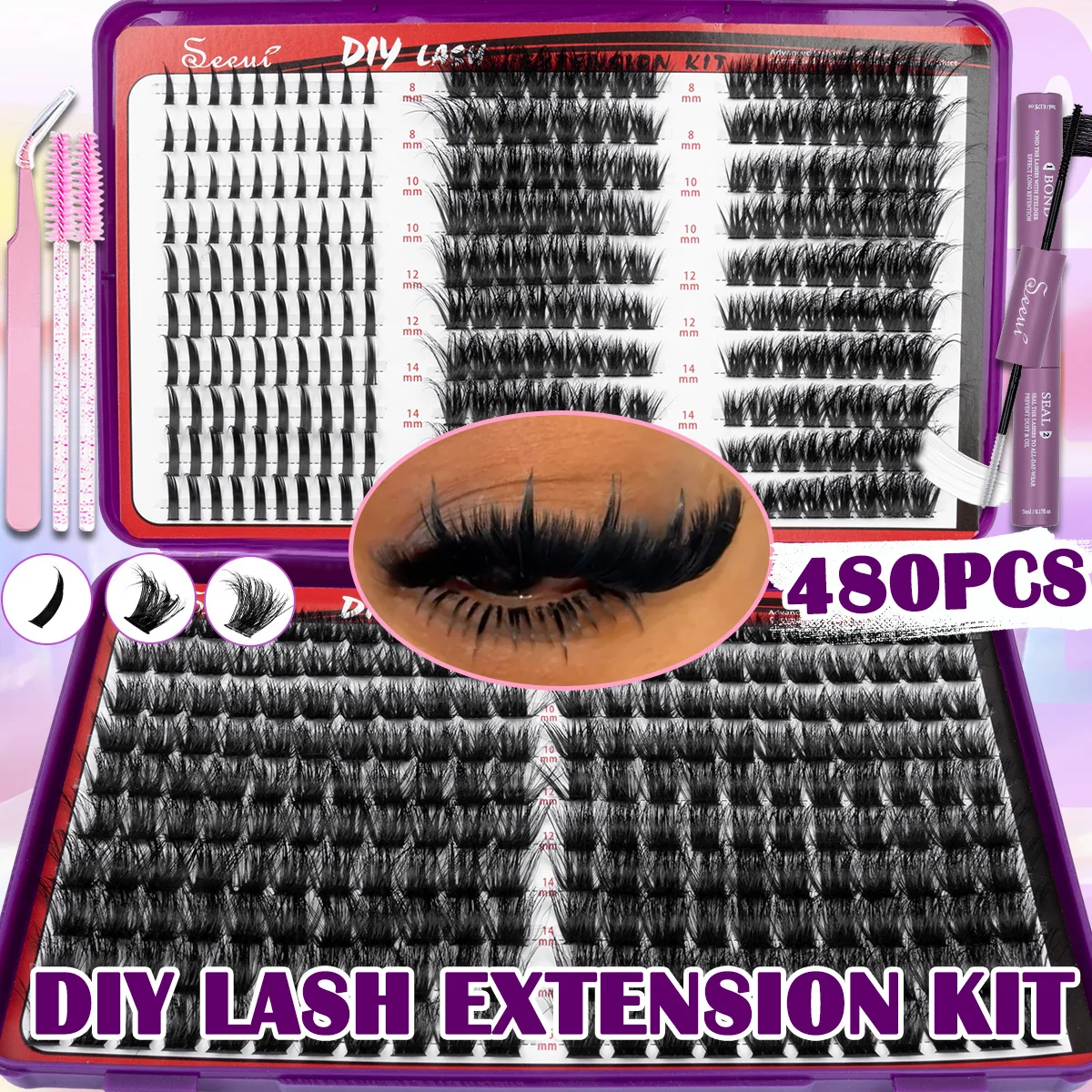 Wimpernbüschel mit Spikes, Wispy Wimpernverlängerungen, dicke Anime-Wimpernbüschel, wiederverwendbare Fairy Einzelwimpern mit Kleber & Versiegelung – Detail 1