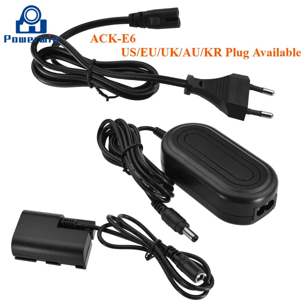 DR-E6 DC COUPLER Full Decoded ACK-E6 ACK E6 Power Supply Camera Adapter Dummy Battery for EOS 5D Mark IV 5D4 5D3 5D2 90D 80D 70D