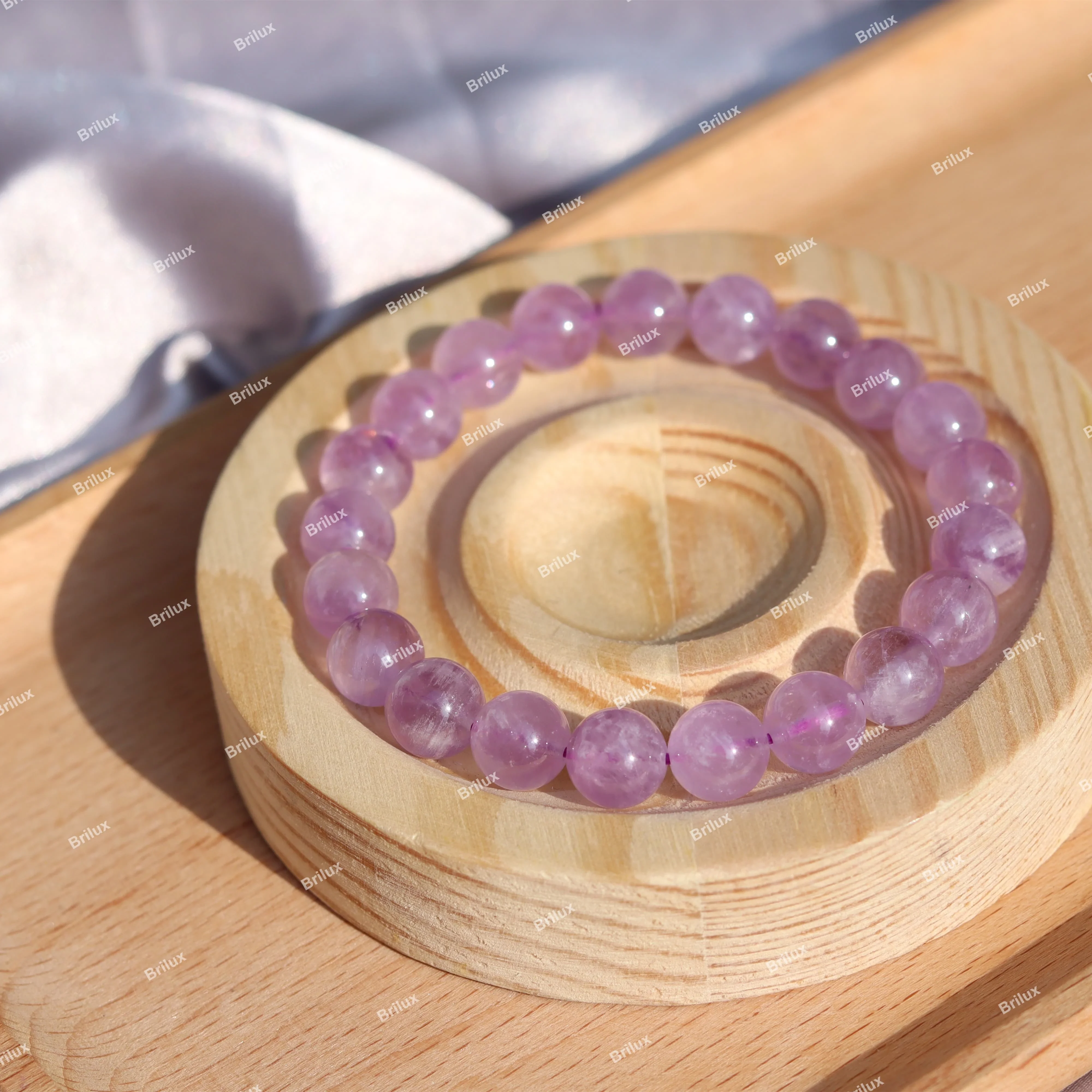 

Brilux 9mm&12mm Lavender Amethyst Natural Crystal Stone Bracelet Enhance Intelligen