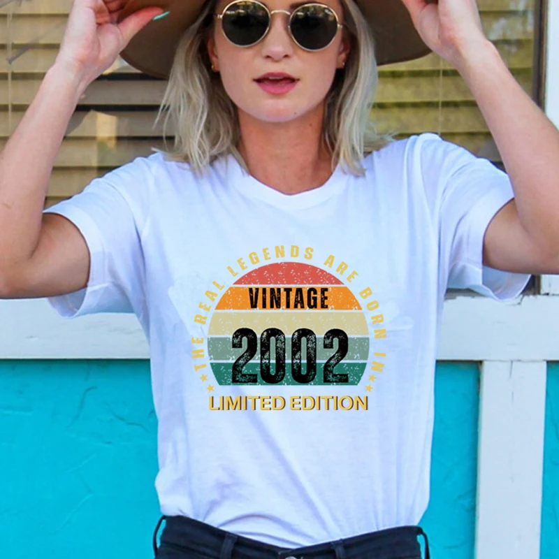 T-shirt en coton édition limitée pour femme, The Real ATIONS End Are Born in 2002, 22 Grimp, 22 Years Old Birthday T-Shirt, Personalzcence Gift