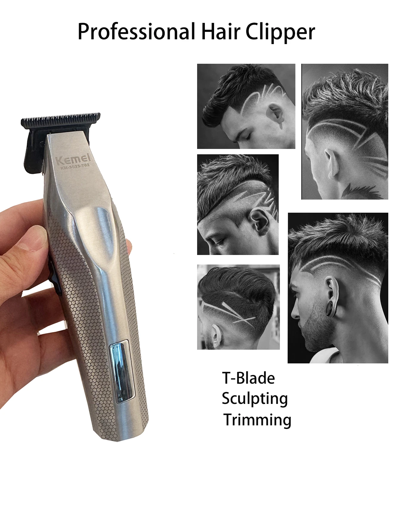 Kemei Haarschneider, professioneller Haarschneider, elektrische Haarschneidemaschine, wiederaufladbarer Haarschneider, 0 mm Trimmer für Männer, KM-3023-702 – Detail 6