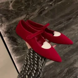 Płaskie buty damskie Moda French Pointed Buckle Velvet Mary Jane Shoes Women Pointed Toe Flats Luxury Designer Shoes for Women