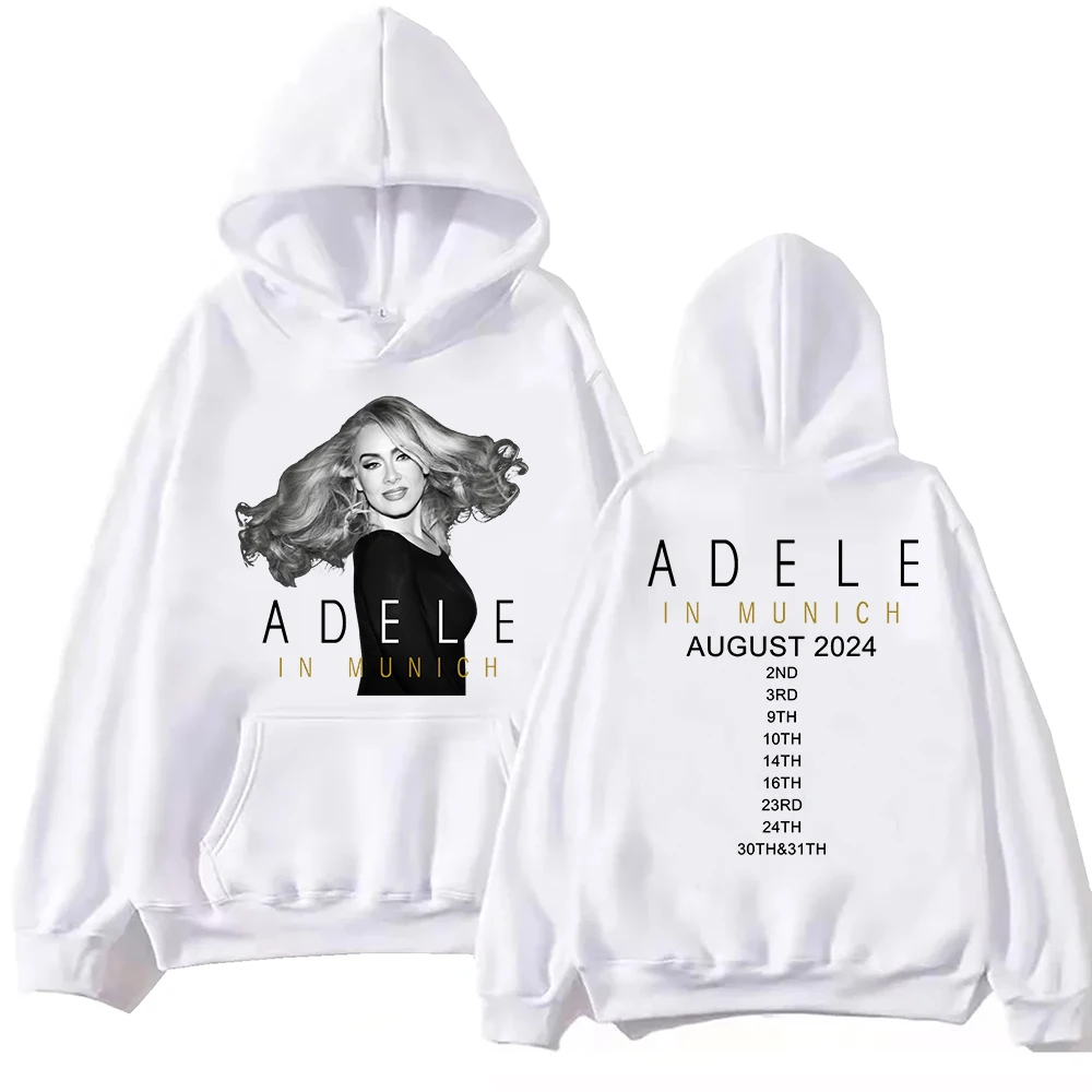 Adele In Munich Tour 2024 August Hoodie Harajuku Pullover Tops Sweatshirt Comfortable Casual Loose Fleece Hooded Streetwear