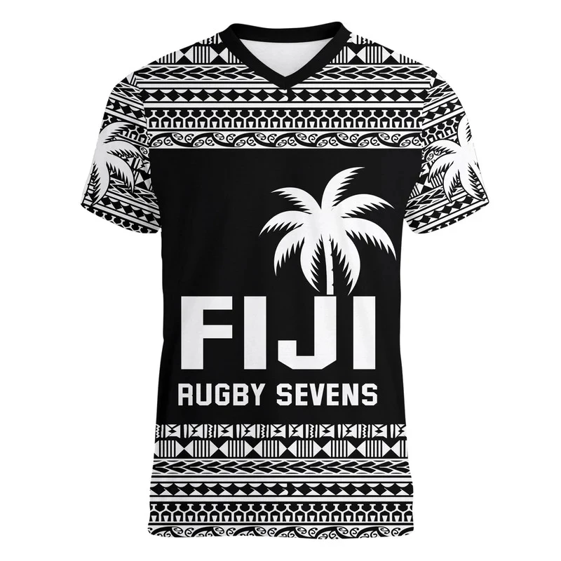 Fiji Men's T-shirts Casual Loose V Neck FJ Flag Short Sleeved Tee Shirt Men's Clothing Oversized Outdoor Sports Running GYM Tops