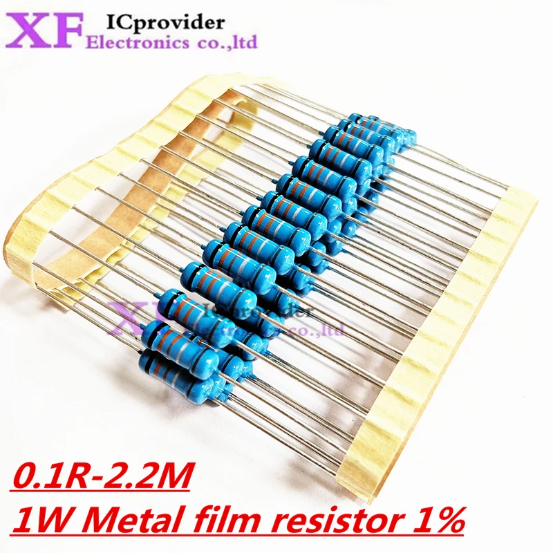 20 قطعة 1W معدن مقاوم من غشاء 1% 0.1R-2.2M 10R 22R 47R 100R 330R 1K 4.7K 10K 22K 47K 100K 330K 470K 1 2 10 22 47 100 330 1M أوم