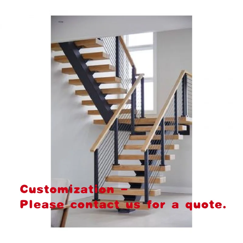 custom.Customized Straight Stairs Suspended Stairs with Tempered Glass Balustrade Indoor Staircase Mono Stringer
