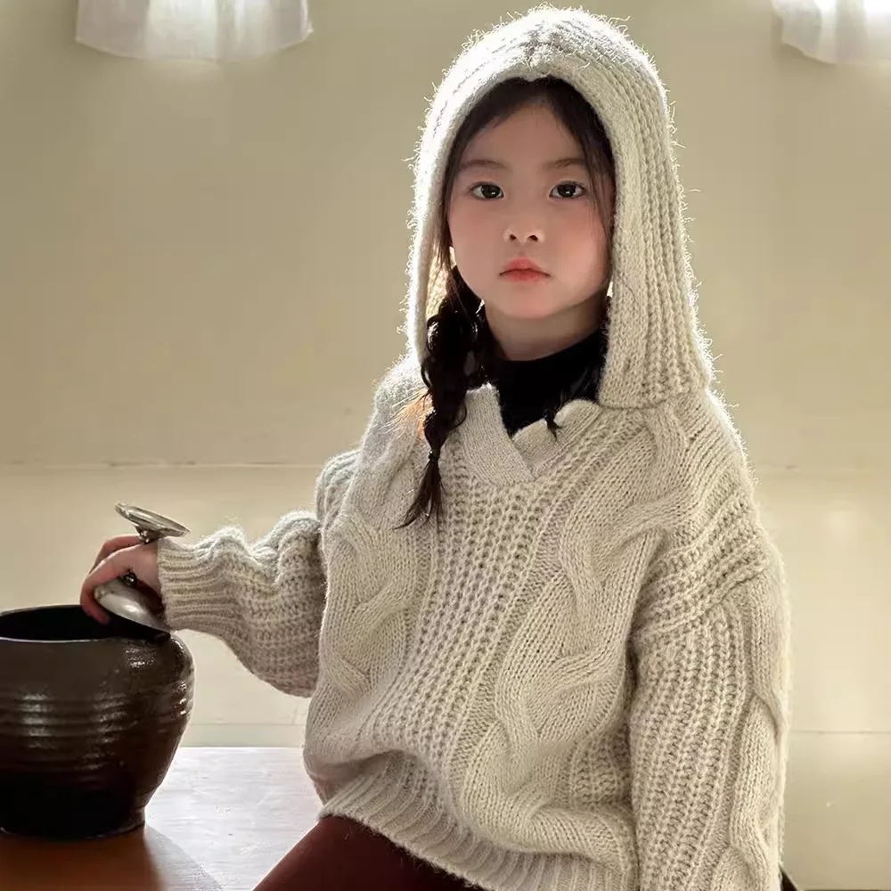 

Winter 2025 New Kids Hooded Sweater Lazy Boys and Girls Long Sleeve Hooded Pullover Thickened