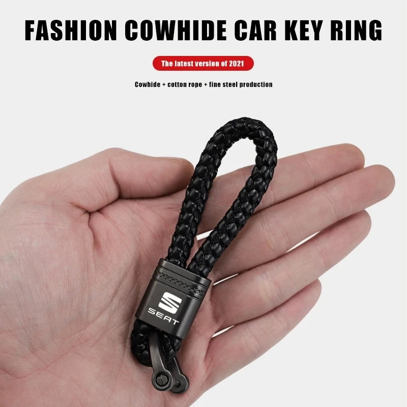Llavero de cuero tejido a mano con hebilla de herradura para Seat Leon 5F, Ibiza 6L, 6J, Leon 1P, Cushion, Altea XL, Leon MK