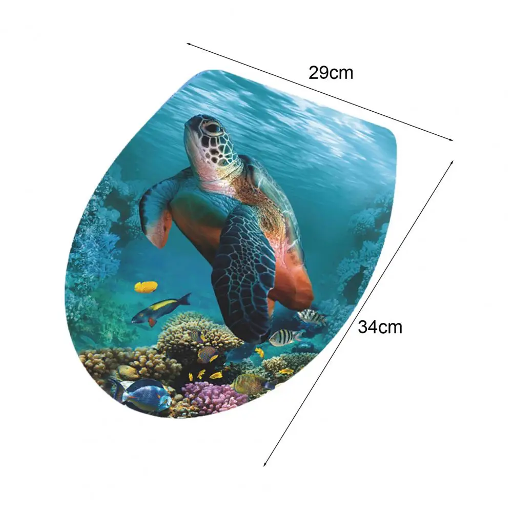 34*29cm Sea World Toilet Sticker Removable Self-adhesive Waterproof PVC Living Room Wall Art Bathroom Toilet Lid Decor Decal