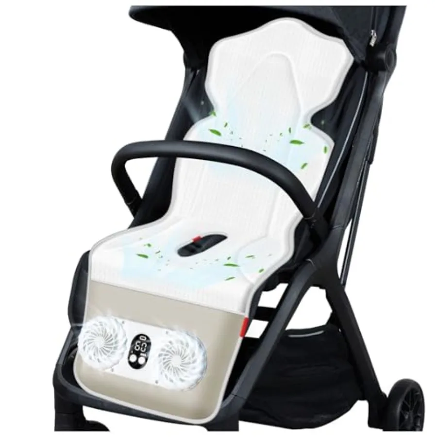 

TRELC Baby Stroller Cooling Pad with 2 Fans, 3 Speeds Carseat Cooling Pad, 10000mA Rechargeable Battery, Breathable and Washabl