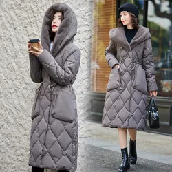 New Women's Winter Jacket X-long Puffer Parkas Hooded Cotton Padded Female Coat Thick Warm Wadded Jackets Outerwear