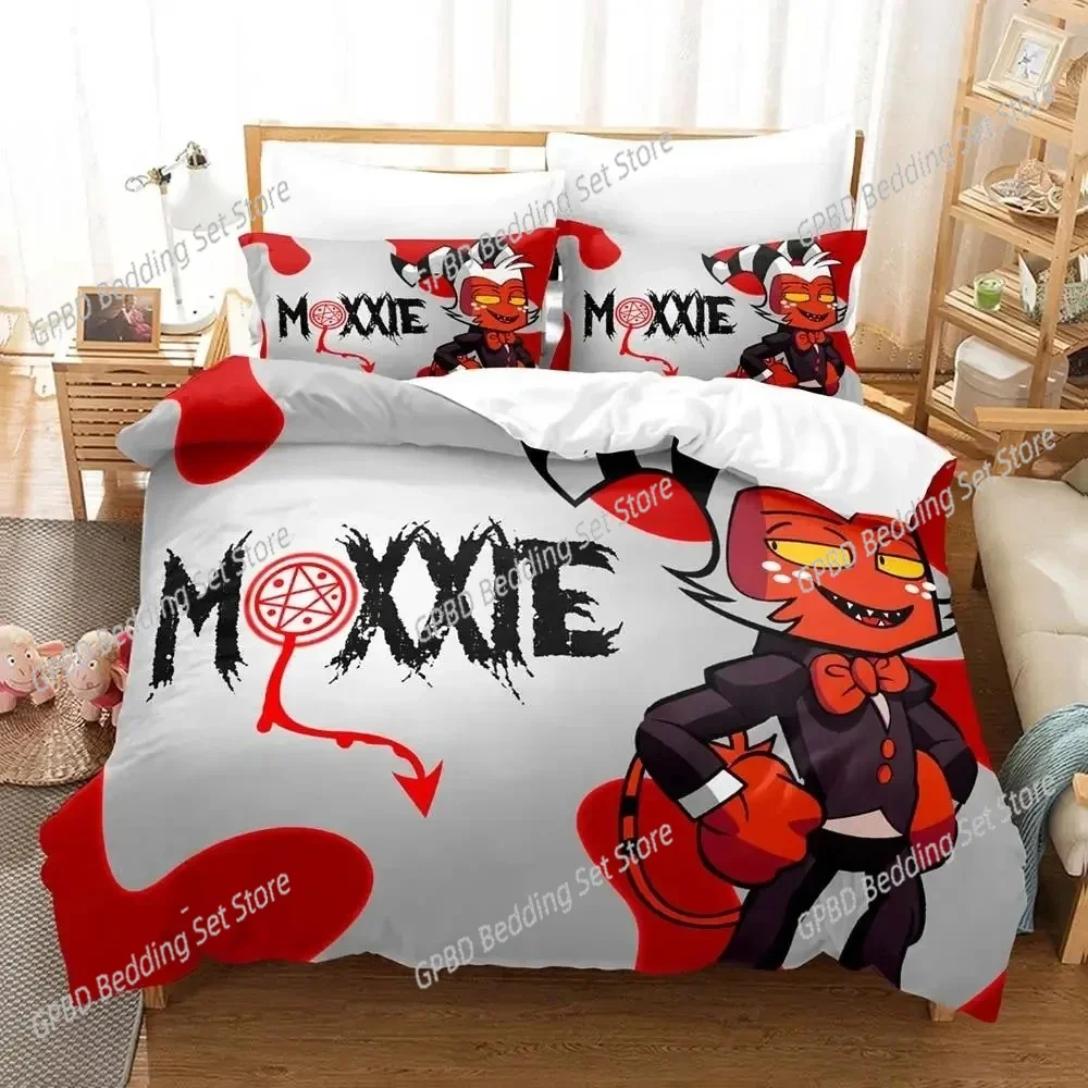 

3D Print Hazbin Moxxie Hotel Bedding Set Duvet Cover Bed Set Quilt Cover Pillowcase Comforter king Queen Size Boys Adult