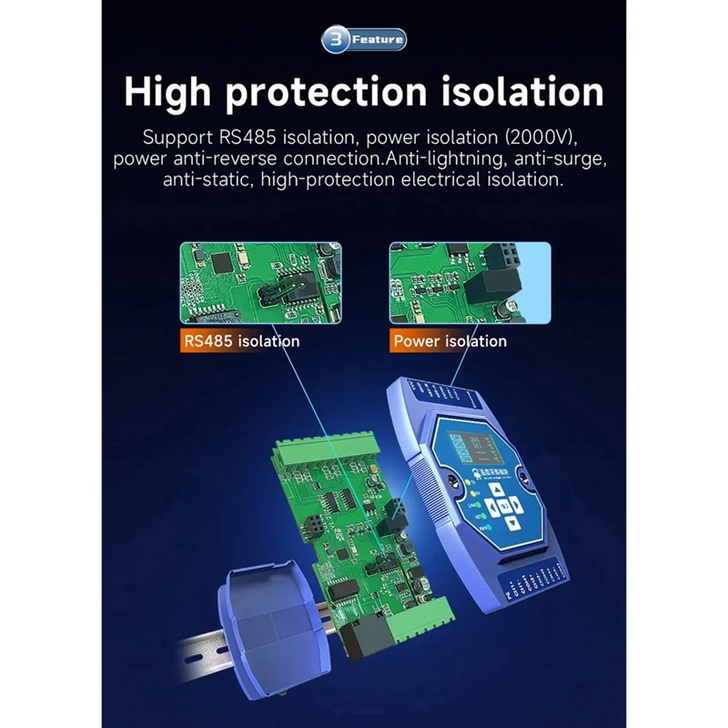 وحدة اكتساب درجة الحرارة من النوع K ، مدخل مزدوج حراري Modbus ، بوابة إيثرنت RS485 ، Watchdog VPN ، 6 طرق