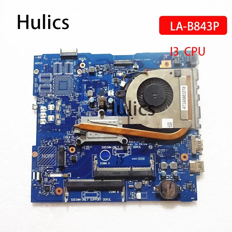 Hulics Used For Dell Inspiron 5458 5558 Laptop Motherboard AAL10 LA-B843P Mainboard I3 CPU Main Board With Heatsink And Fan