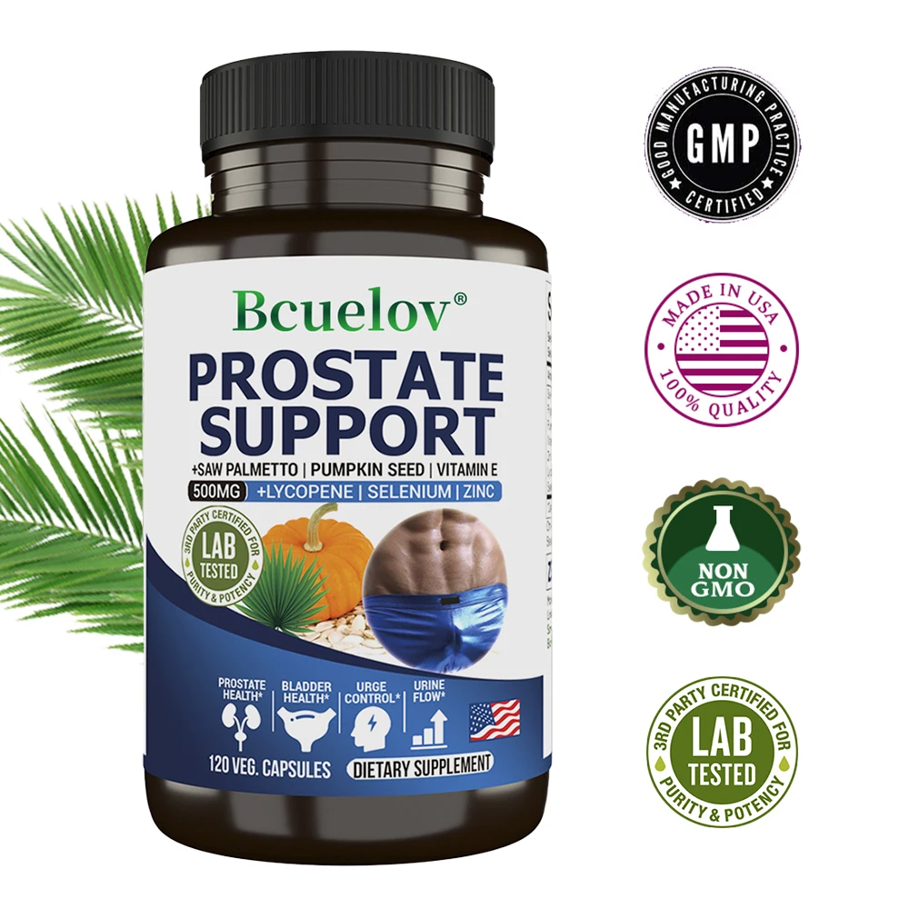

Men's Prostate and Bladder Support Capsules - Saw Palmetto, Lycopene, Pumpkin, Selenium - Reduces Urinary Frequency