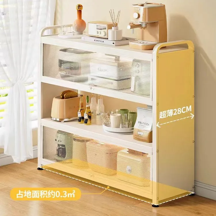 Kitchen rack Floor-to-ceiling multi-layer desktop dust-proof storage Multifunctional dining side storage rack Seam corner rack
