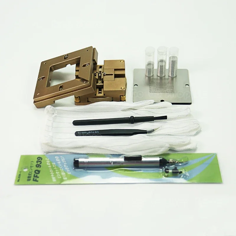 

80/90MM Universal Rotary Type Reballing Jig 4pcs Stencils PS4 Kit Solder Ball ESD Anti-Slip Tweezers Brush Vacuum Suction Pen