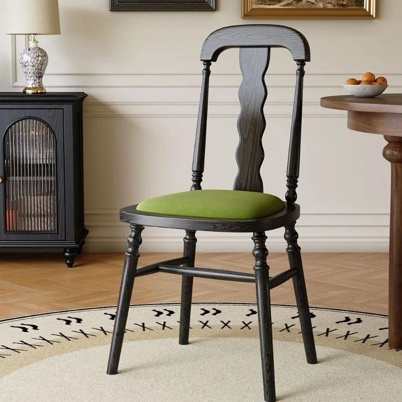For Dining Chair Back Chair Famous Club Soft Bag Seat Living Room Vintage Solid Wood Chair