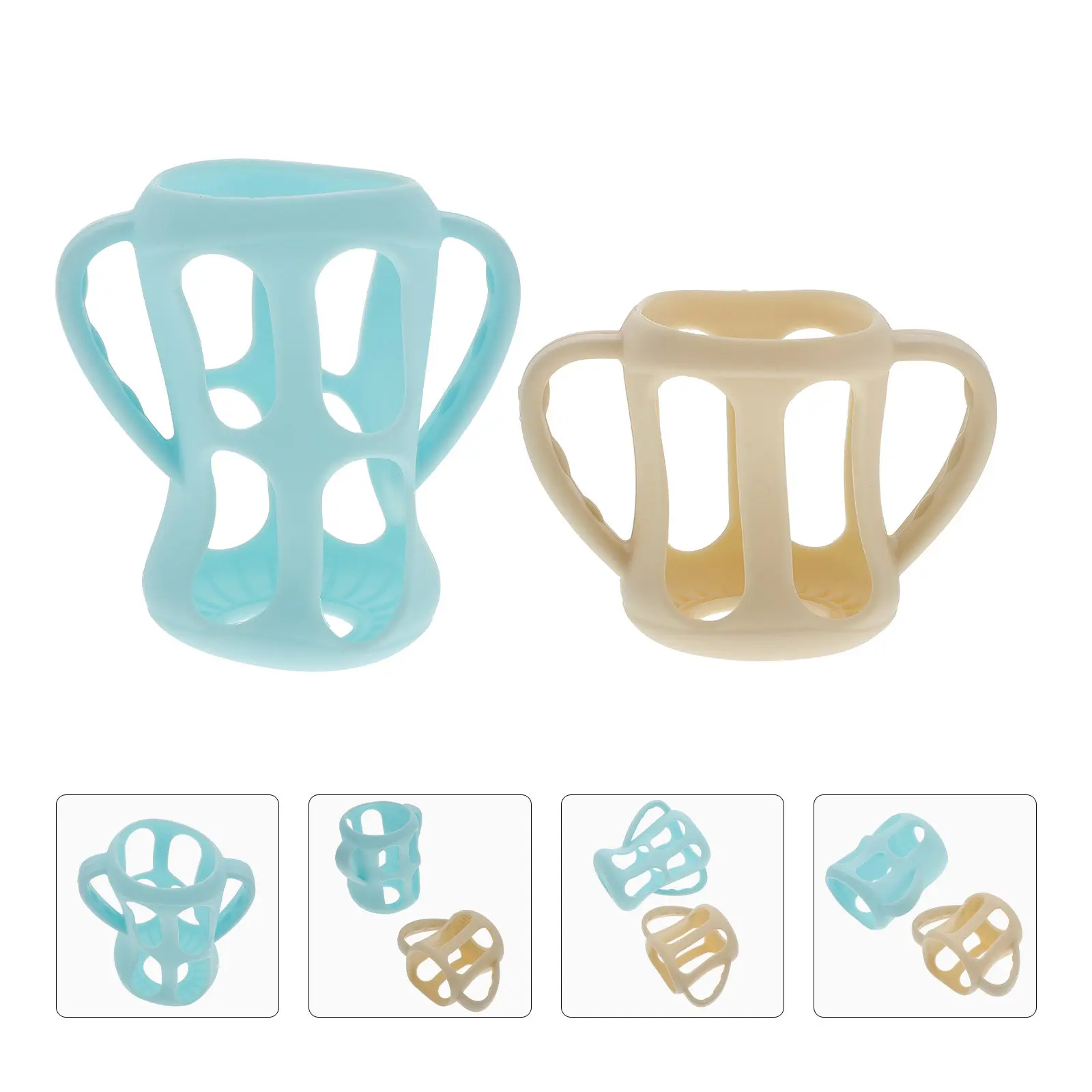 2Pcs Bottle Sleeve Anti-Fall Protective Cover Soft Lightweight Flexible Bottle Protector for Infant Feeding