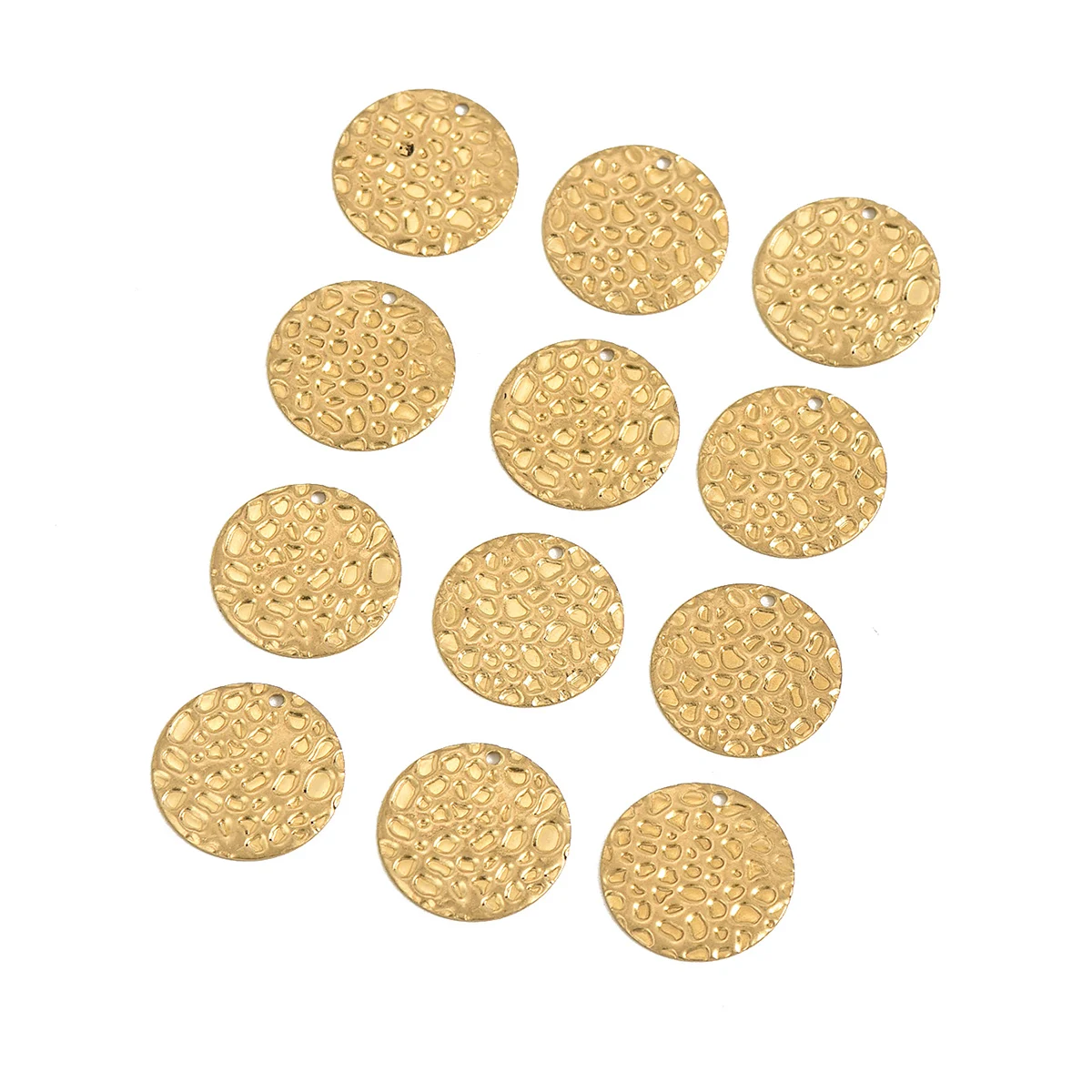 30pcs Brass Single Hole Double-Sided Embossed Circular Pendant