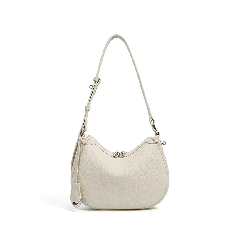 Women's bag, simple genuine leather single-shoulder bag, high-end versatile casual bag, niche design crossbody bag