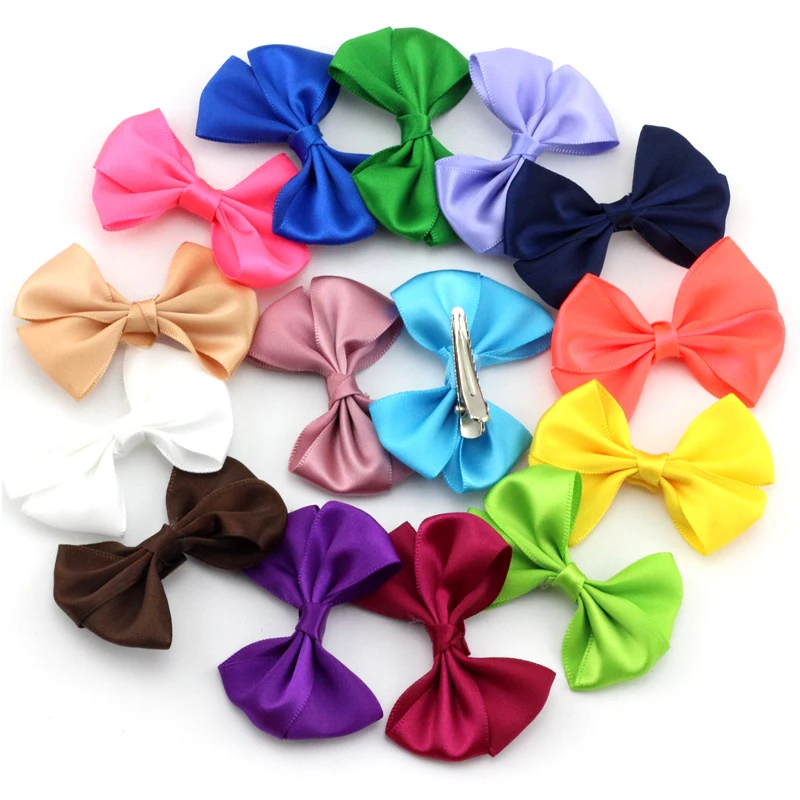 

Pick 10pcs Girls shinning Ribbow Bow Hair Clip Solid Small Barrettes Kids Bowknot Hairpins Hair Bows for Girls hair accessories