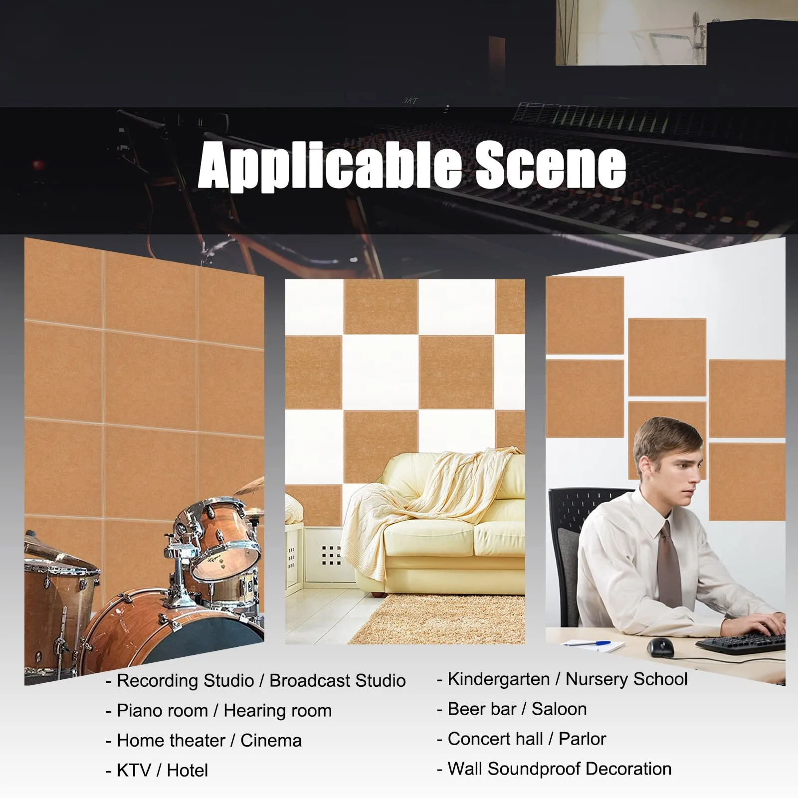 Soundproofing Insulation Acoustic Panel 6Pcs Sound Proof Wall Panel For Studio/Room/Sound-Absorbing Soundproof Home Accessories