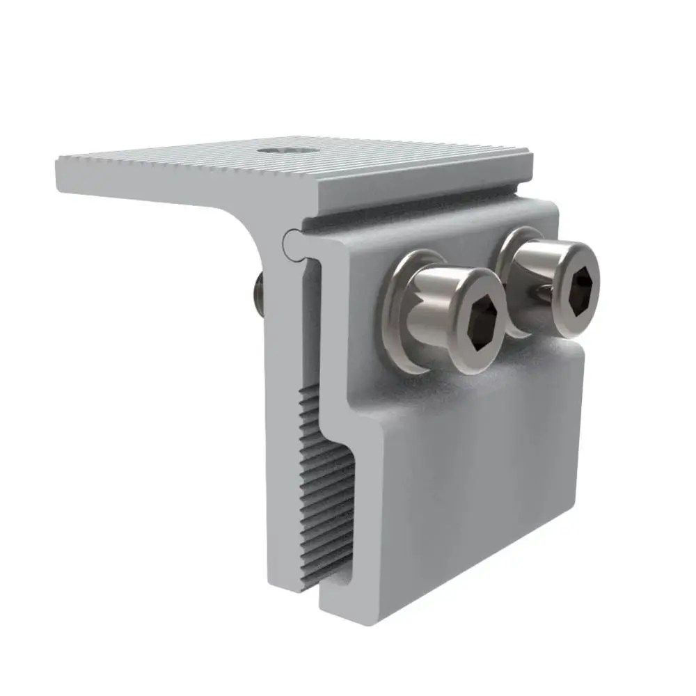 1Pcs Aluminum Alloy Solar Panel Clamp Anodized Silver Roof Mounting Bracket Stainless Steel Bolts Serrated Bite Structure